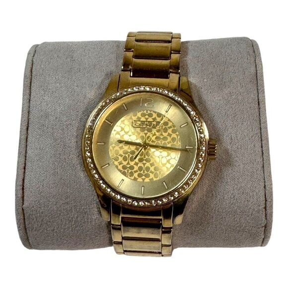 Coach Women's MADDY GOLD PLATED BRACELET WATCH W6006 NEEDS BATTERY Original Box - Picture 6 of 11